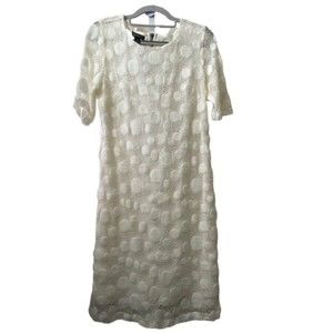 Alfani Dress Polka Dot Lace‎ Overlay Midi Soft White Size Small